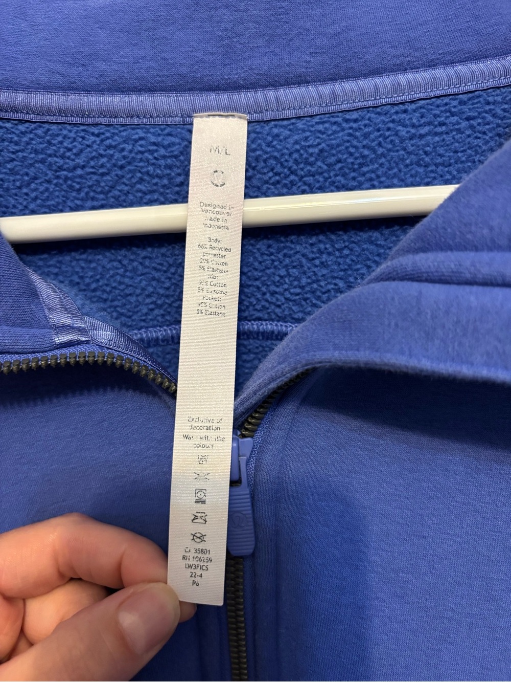 Women’s Lululemon Thick Fleece Half-Zip in Wild Indigo - M/L - Picture 3 of 5